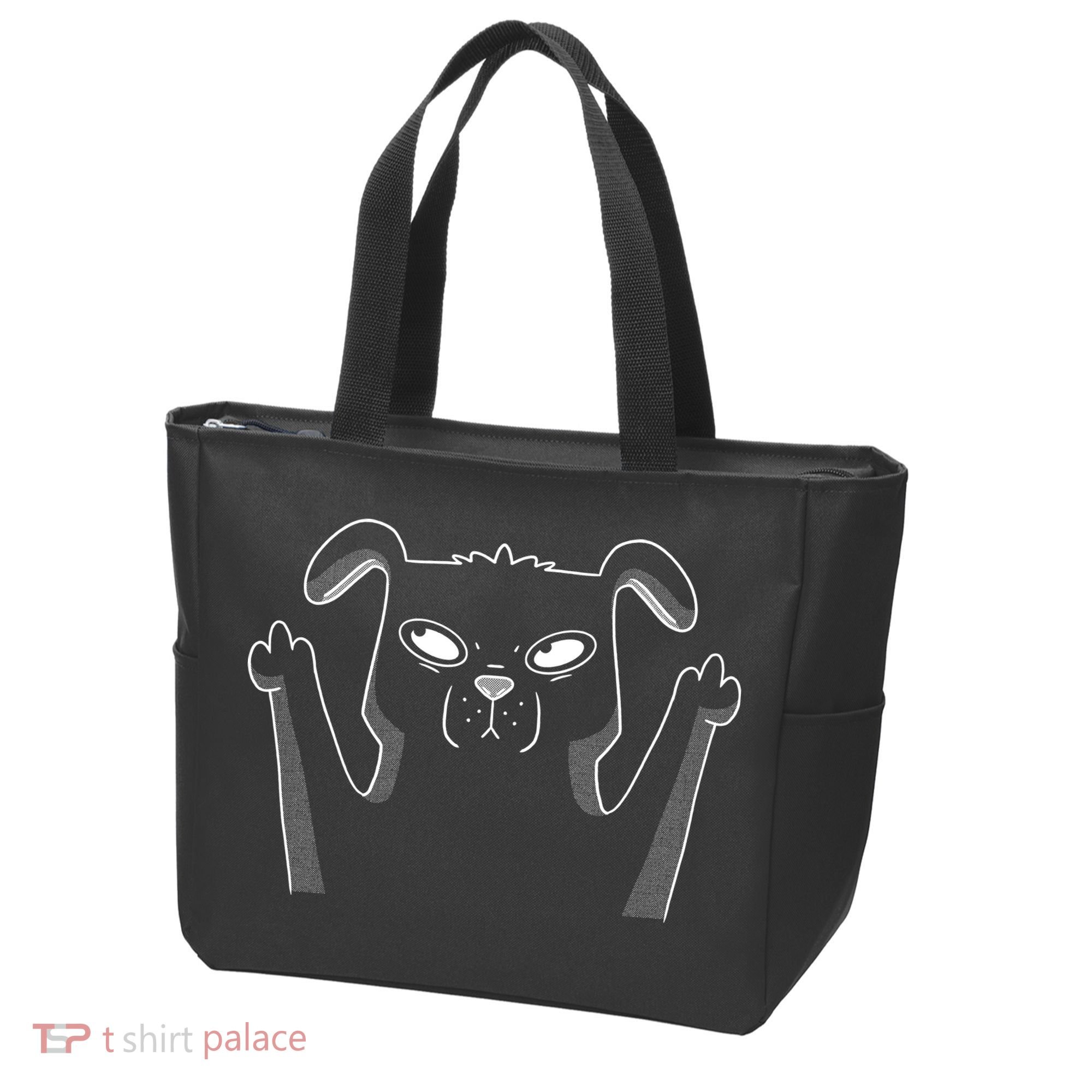 Middle Finger Funny Cute Dog Tote Bag