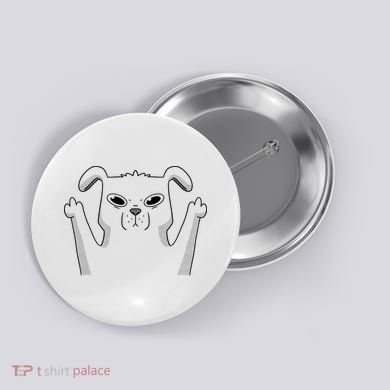 Middle Finger Funny Cute Dog Button