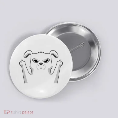 Middle Finger Funny Cute Dog Button