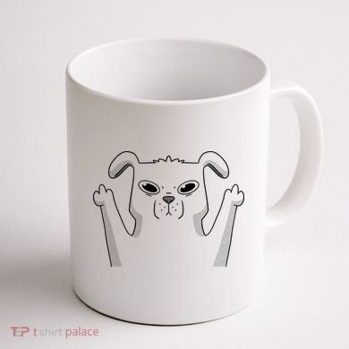 Middle Finger Funny Cute Dog Coffee Mug back