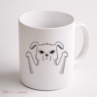 Middle Finger Funny Cute Dog Coffee Mug thumb 1