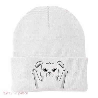 Middle Finger Funny Cute Dog Beanie