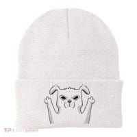 Middle Finger Funny Cute Dog Beanie thumb 0
