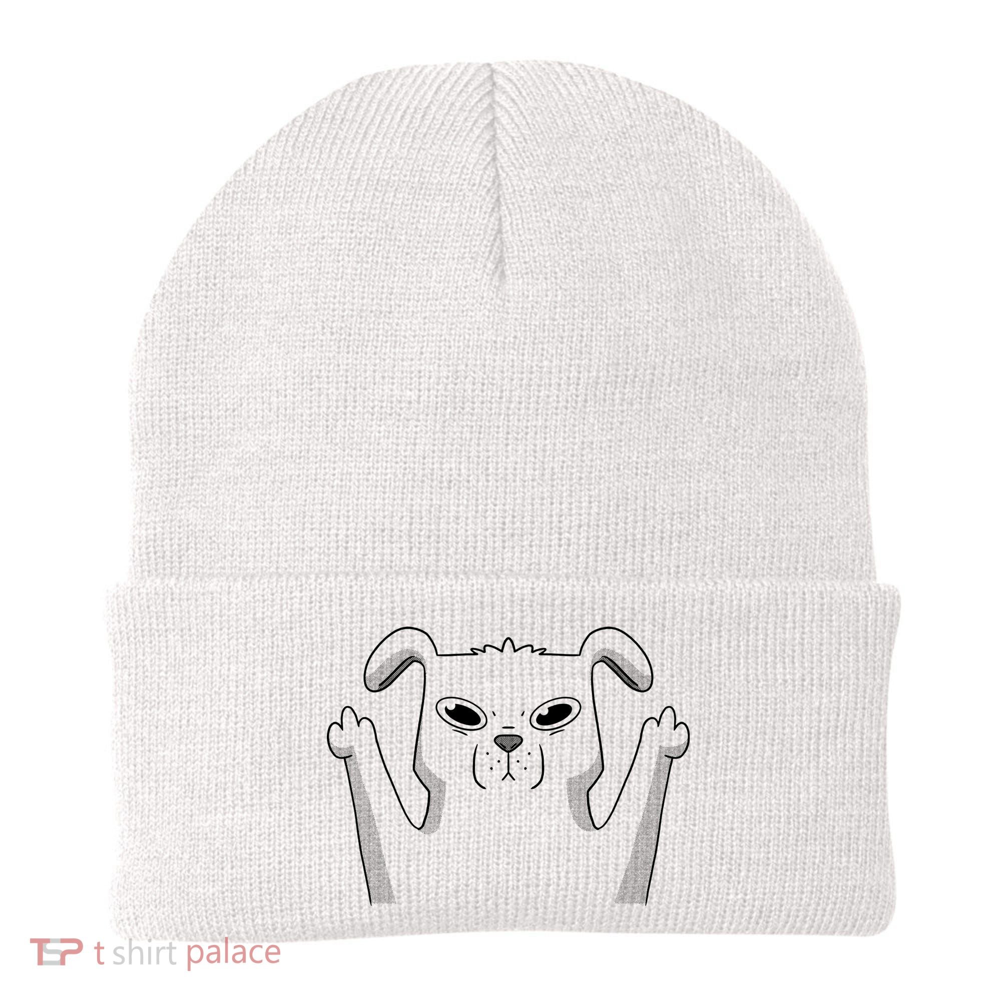 Middle Finger Funny Cute Dog Beanie
