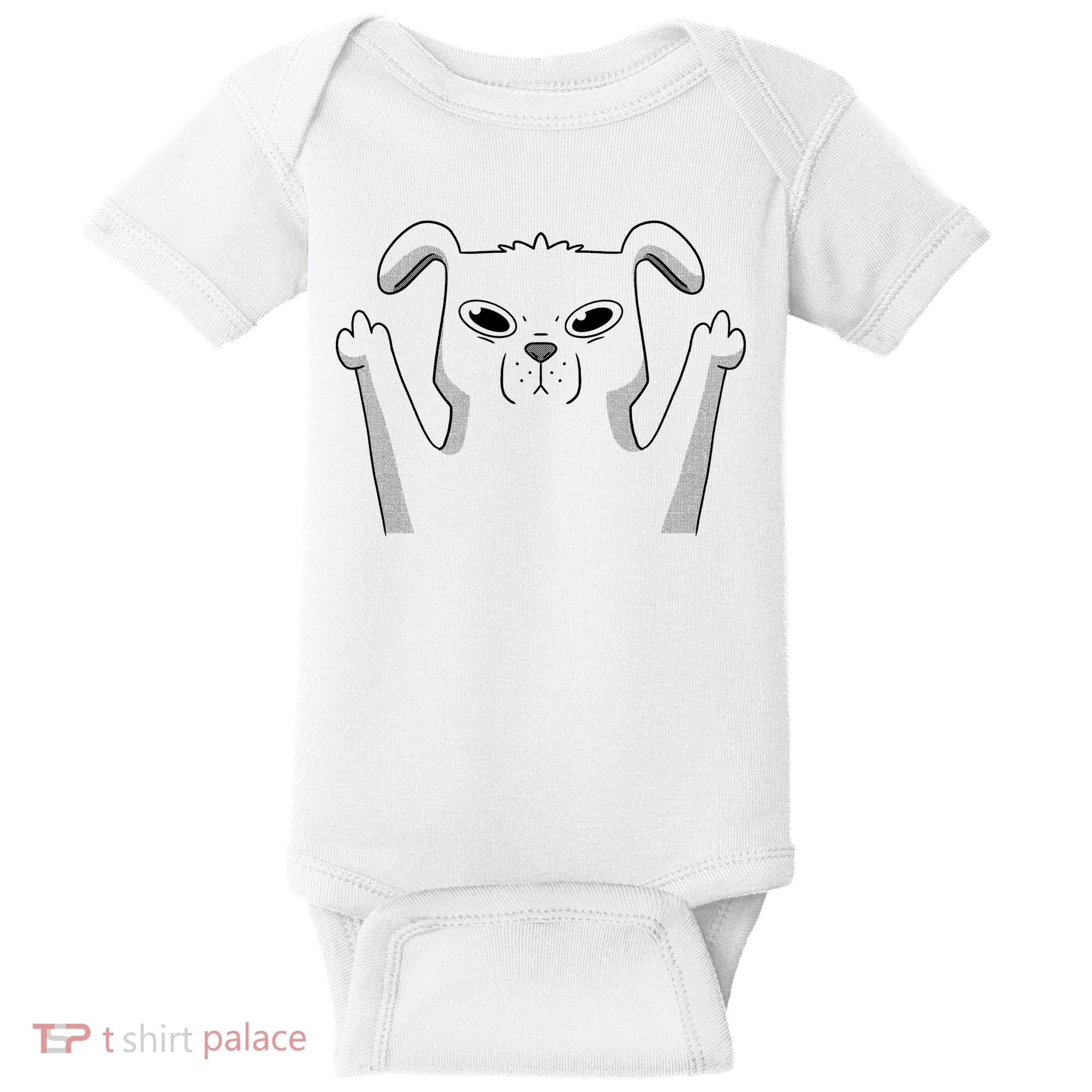 Middle Finger Funny Cute Dog Baby Bodysuit