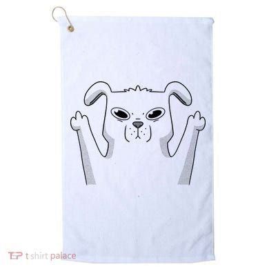 Middle Finger Funny Cute Dog Golf Towel