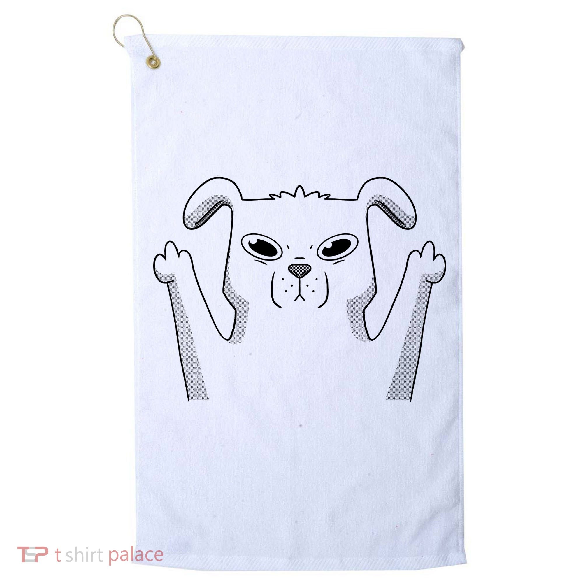 Middle Finger Funny Cute Dog Golf Towel