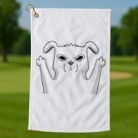 Middle Finger Funny Cute Dog Golf Towel thumb 1