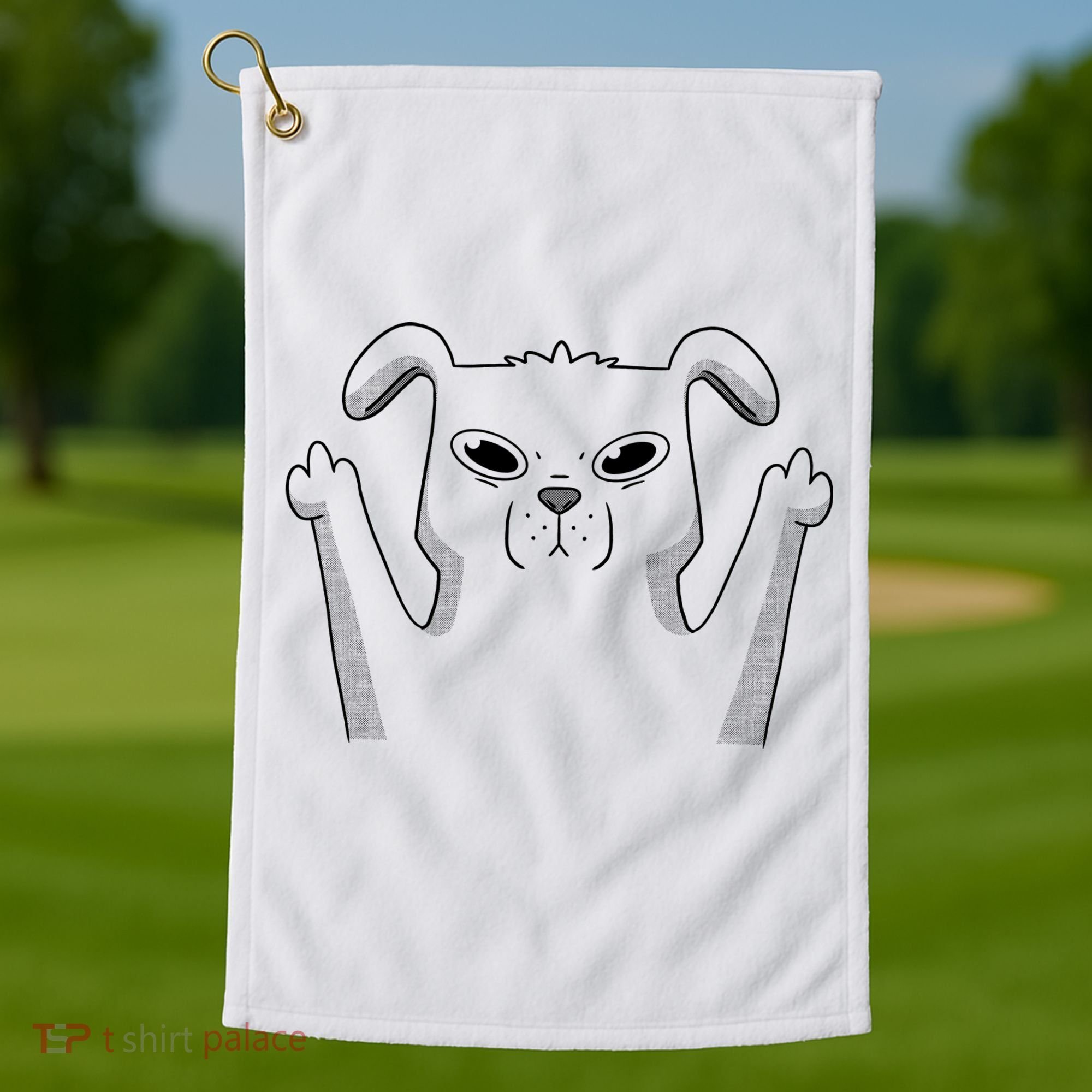 Middle Finger Funny Cute Dog Golf Towel