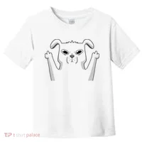 Middle Finger Funny Cute Dog Toddler T-Shirt thumb 0