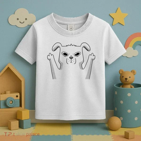 Middle Finger Funny Cute Dog Toddler T-Shirt