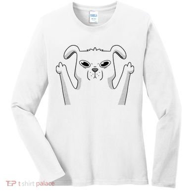 Middle Finger Funny Cute Dog Women's Long Sleeve Shirt