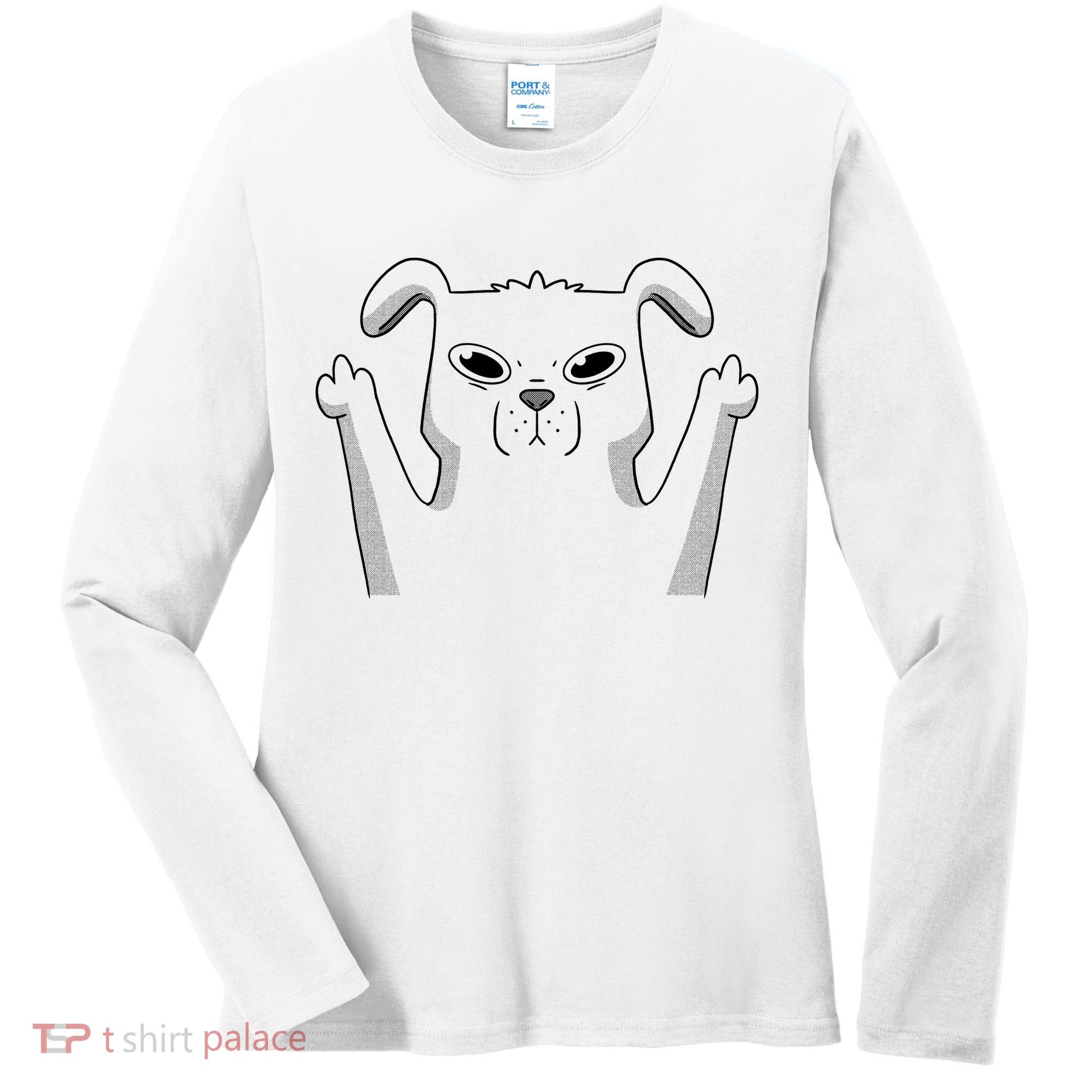 Middle Finger Funny Cute Dog Women's Long Sleeve Shirt