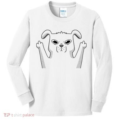 Middle Finger Funny Cute Dog Kids Long Sleeve Shirt