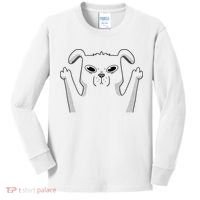 Middle Finger Funny Cute Dog Kids Long Sleeve Shirt thumb 0