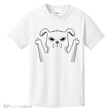 Middle Finger Funny Cute Dog Kids T-Shirt