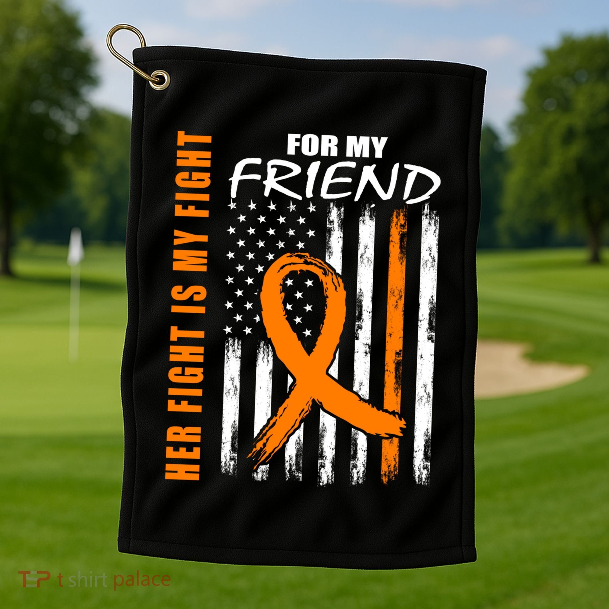 Ms Family Fight Friend Multiple Sclerosis American Flag Gift Cute Gift Golf Towel