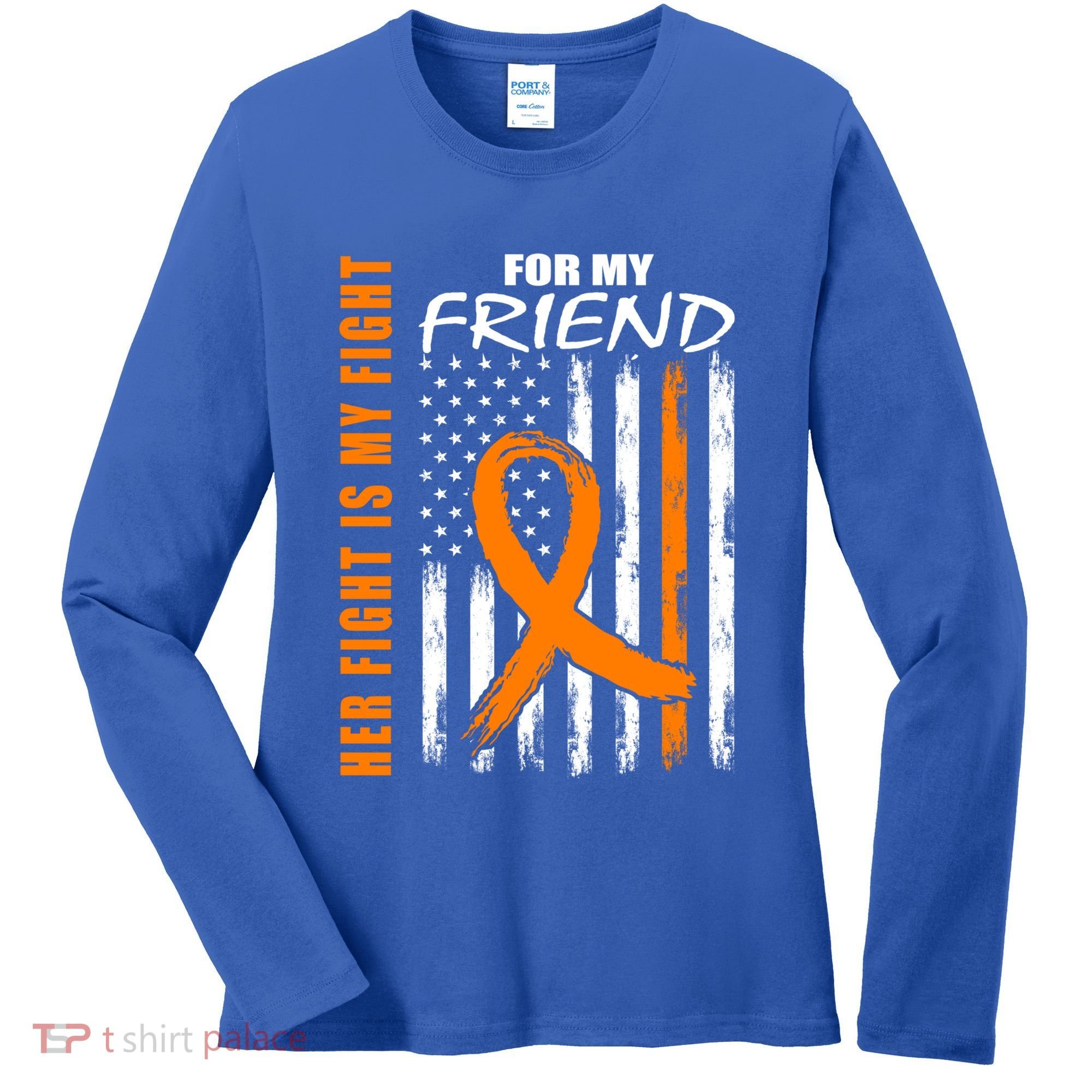 Ms Family Fight Friend Multiple Sclerosis American Flag Gift Cute Gift Women's Long Sleeve Shirt
