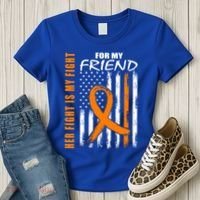 Ms Family Fight Friend Multiple Sclerosis American Flag Gift Cute Gift Women's T-Shirt thumb 3