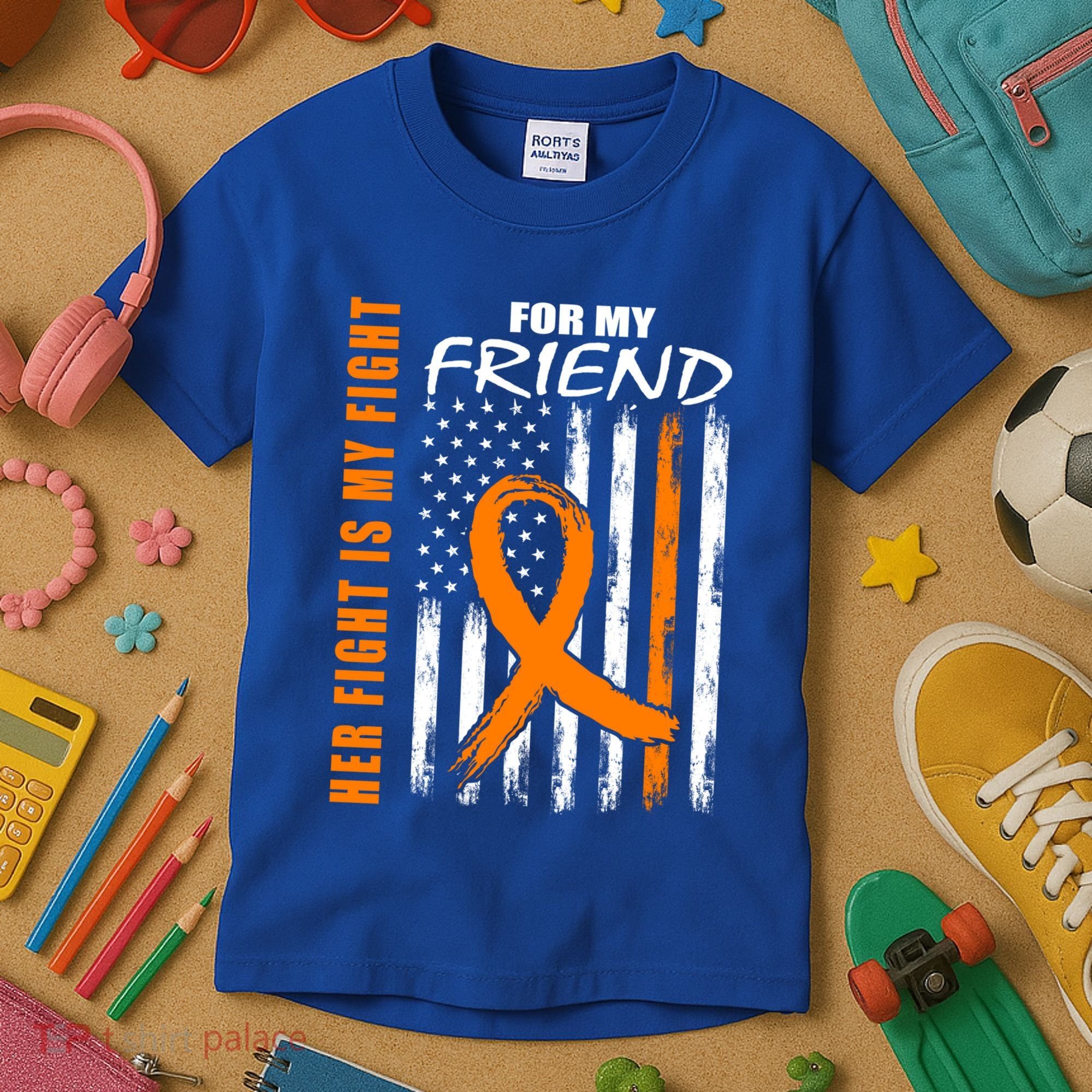 Ms Family Fight Friend Multiple Sclerosis American Flag Gift Cute Gift Kids T-Shirt