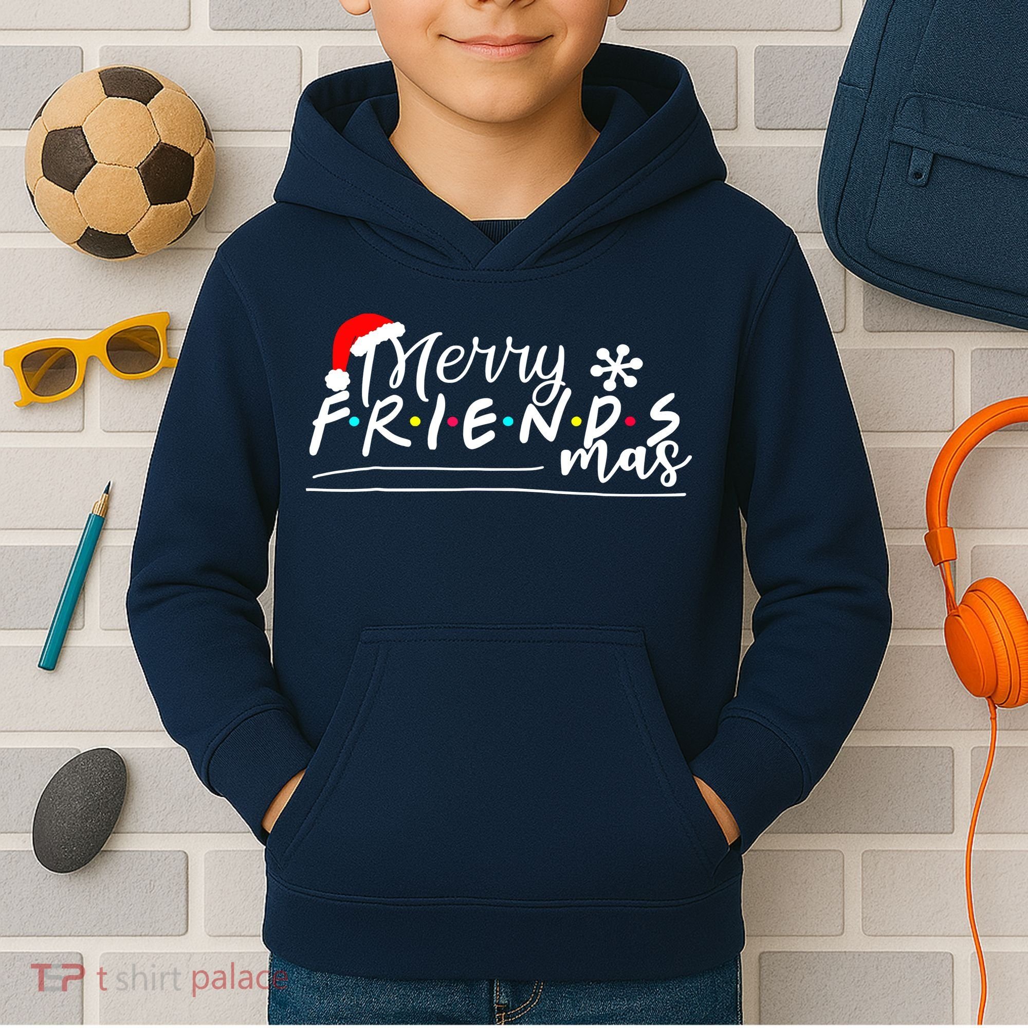 Merry Friendsmas Friends Christmas Matching Kids Hoodie