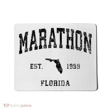 Marathon Florida Fl Vintage Athletic Black Sports Design Mousepad