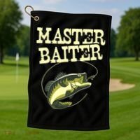 Masterbaiter Funny Fishing Fisherman Fish Master Baiter Golf Towel thumb 1