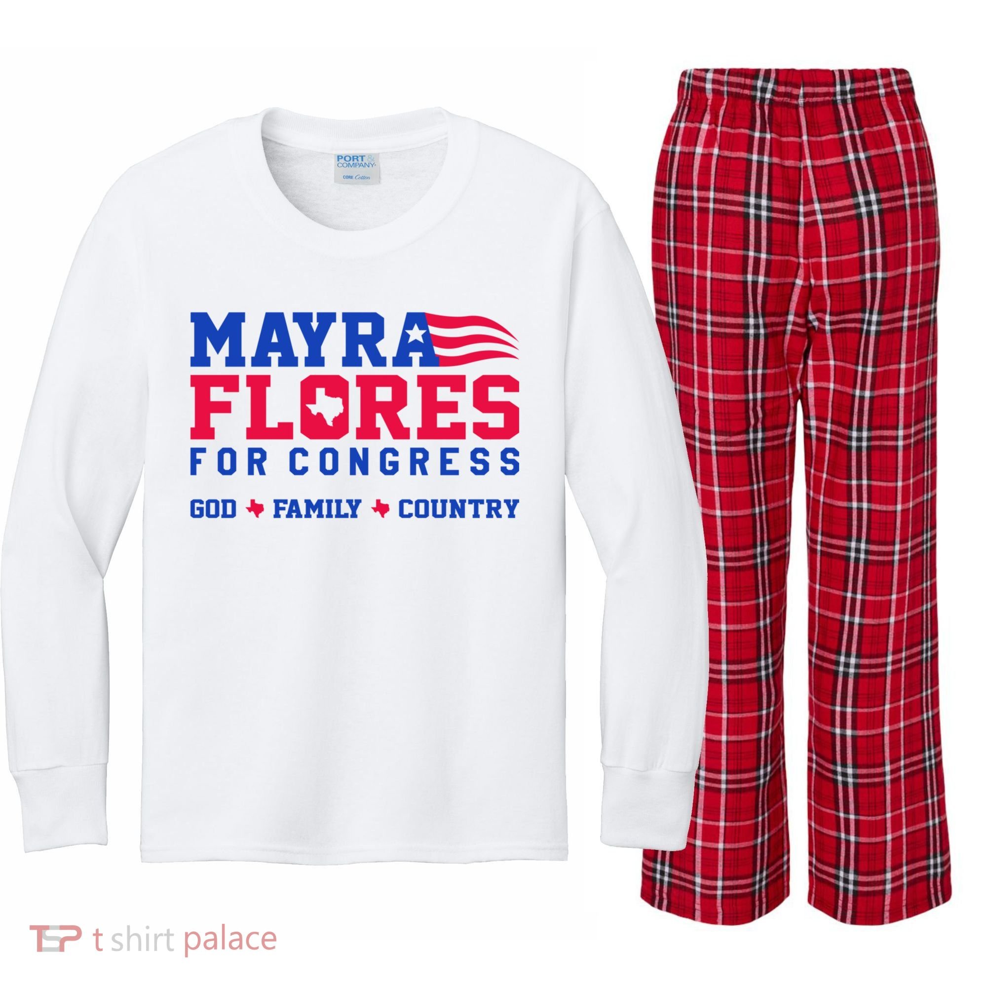 Mayra Flores For Congress Kids Long Sleeve Plaid Pajama Set