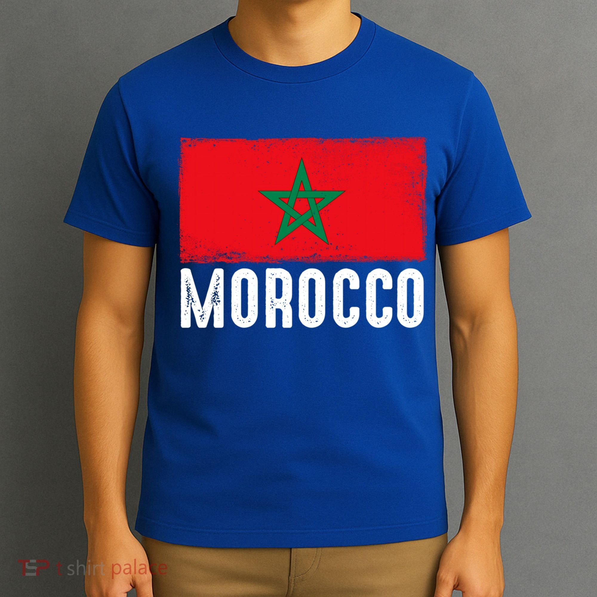 Morocco Flag Football Vintage Fan Soccer Team Pride Gift T-Shirt
