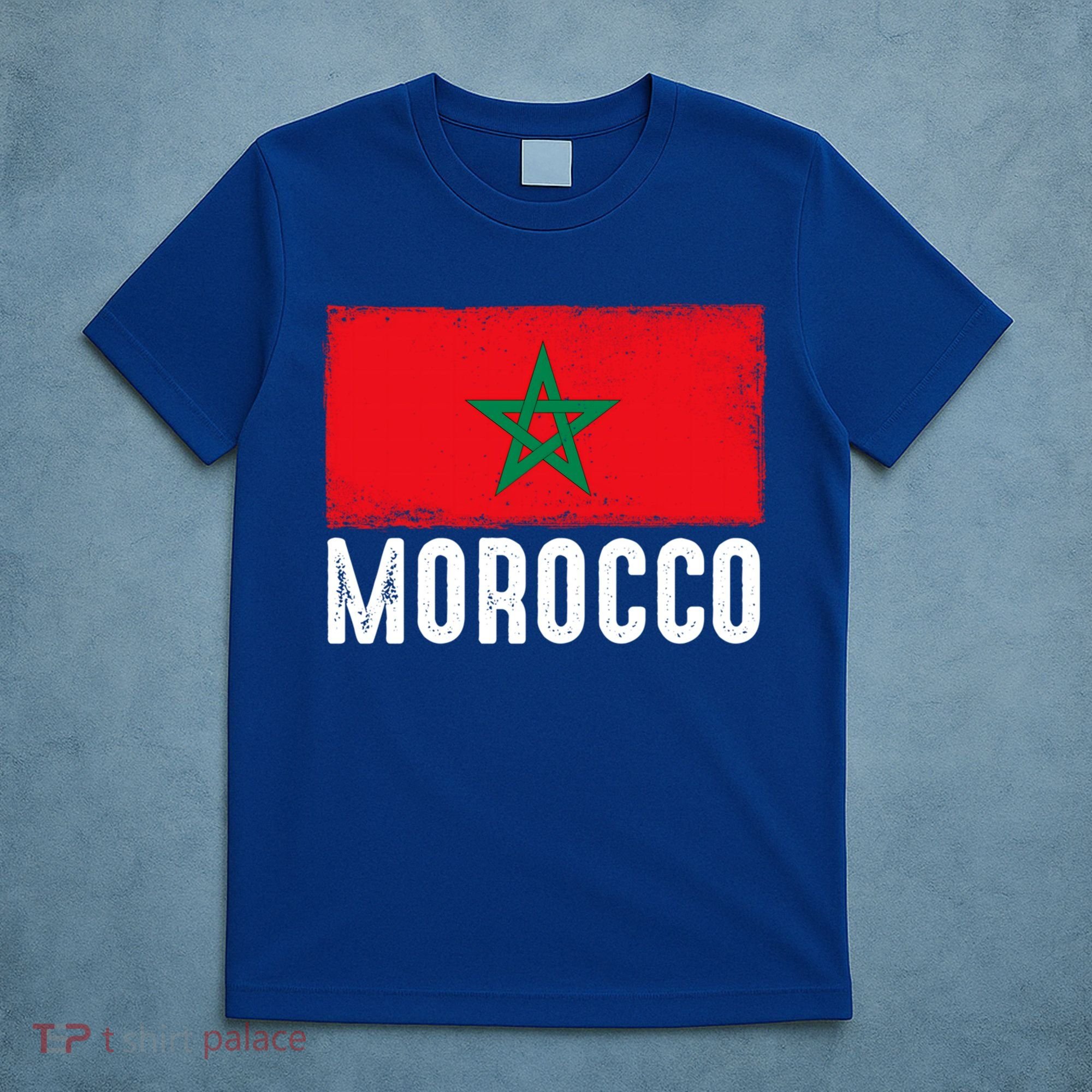 Morocco Flag Football Vintage Fan Soccer Team Pride Gift T-Shirt