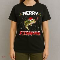 Merry Fishmas Funny Fishing Christmas Pajama Fishers T-Shirt thumb 4