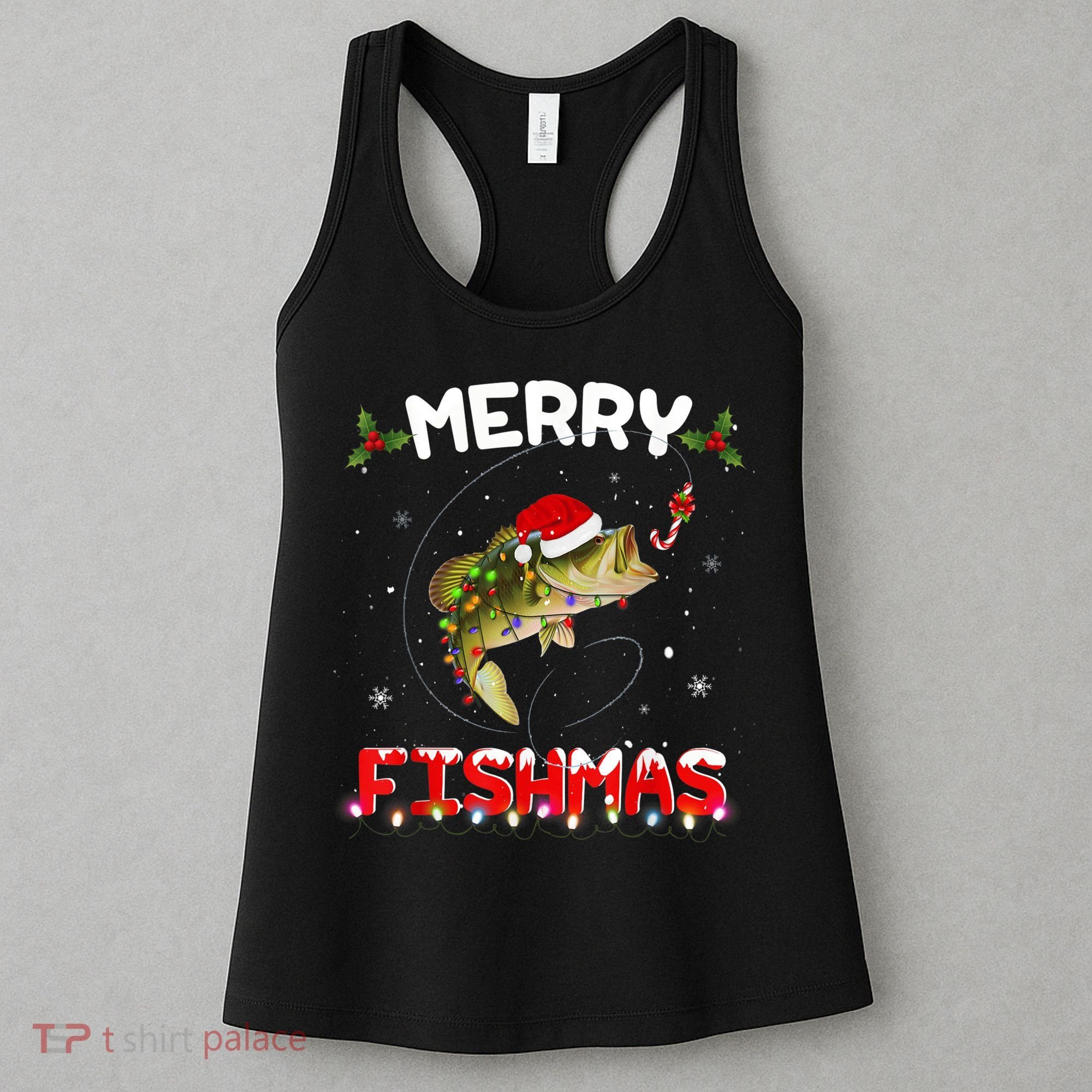 Merry Fishmas Funny Fishing Christmas Pajama Fishers Women's Tank Top