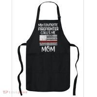 My Favorite Firefighter Calls Me Mom Thin Red Line Gift Apron thumb 0