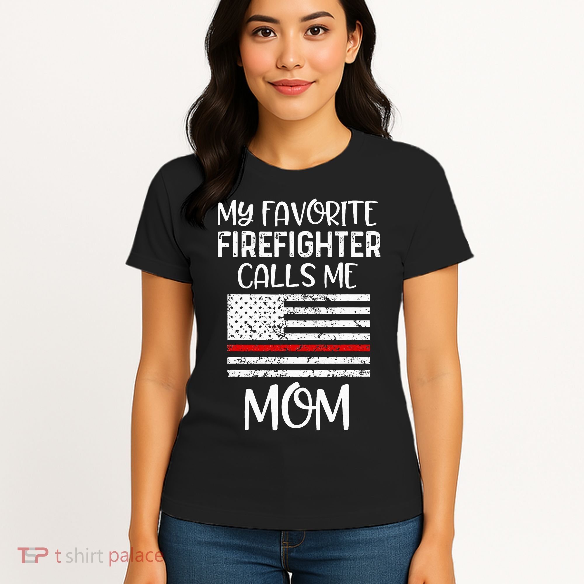My Favorite Firefighter Calls Me Mom Thin Red Line Gift Women's T-Shirt