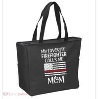 My Favorite Firefighter Calls Me Mom Thin Red Line Gift Tote Bag thumb 2