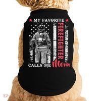My Favorite Firefighter Calls Me Mom Usa Flag Mother Doggie Tank thumb 0