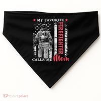 My Favorite Firefighter Calls Me Mom Usa Flag Mother USA-Made Doggie Bandana thumb 0