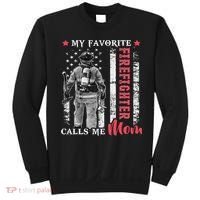My Favorite Firefighter Calls Me Mom Usa Flag Mother Sweatshirt thumb 0
