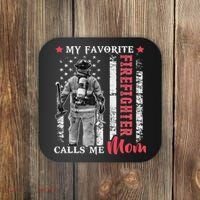 My Favorite Firefighter Calls Me Mom Usa Flag Mother Coaster thumb 0
