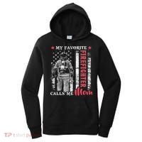My Favorite Firefighter Calls Me Mom Usa Flag Mother Women's Hoodie thumb 0