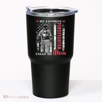 My Favorite Firefighter Calls Me Mom Usa Flag Mother Tumbler thumb 0