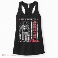 My Favorite Firefighter Calls Me Mom Usa Flag Mother Women's Tank Top thumb 0