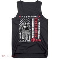 My Favorite Firefighter Calls Me Mom Usa Flag Mother Tank Top thumb 0