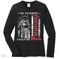 My Favorite Firefighter Calls Me Mom Usa Flag Mother Women's Long Sleeve Shirt thumb 0