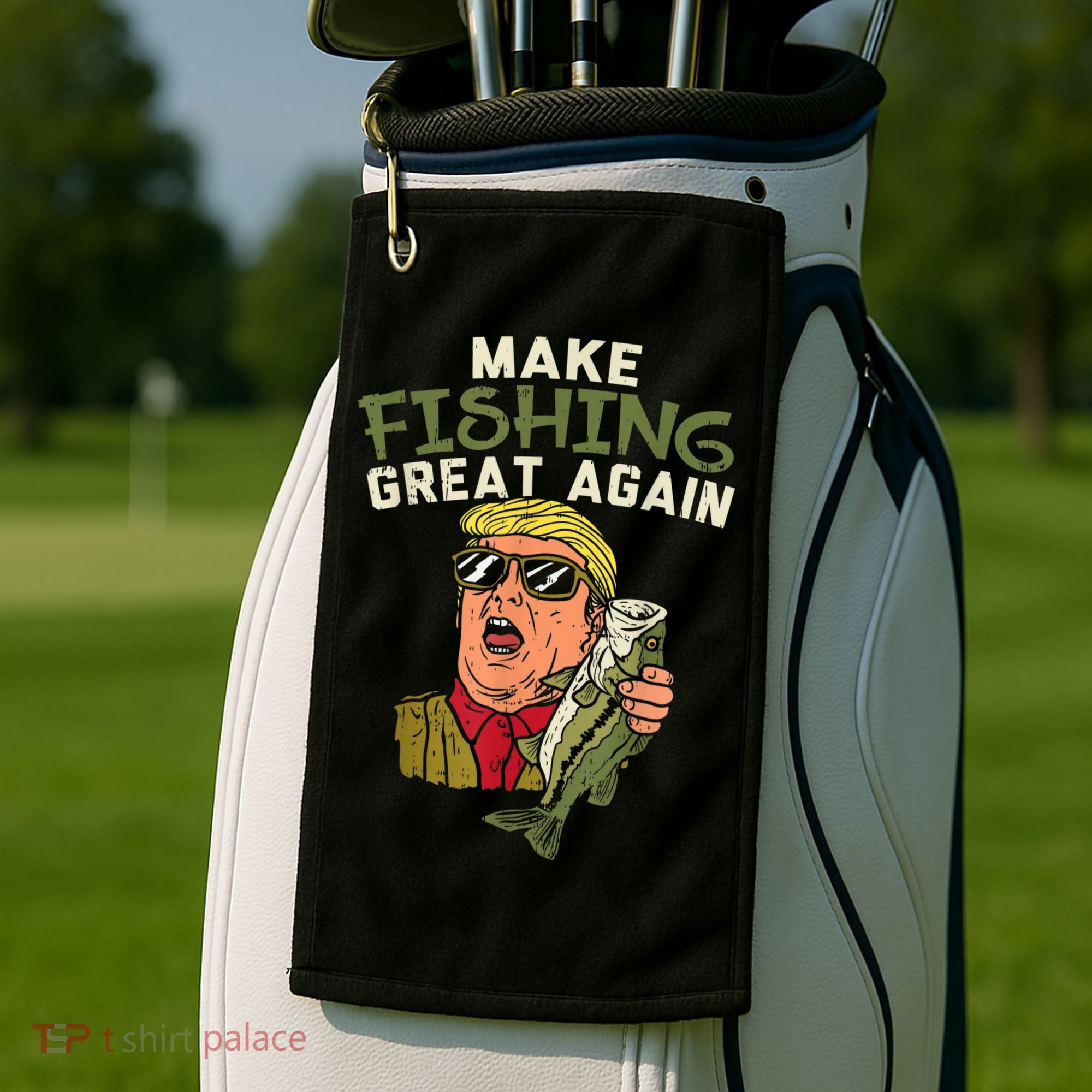 Make Fishing Great Again Trump Funny Fisherman Angler Golf Towel