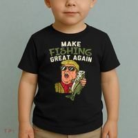 Make Fishing Great Again Trump Funny Fisherman Angler Toddler T-Shirt thumb 2