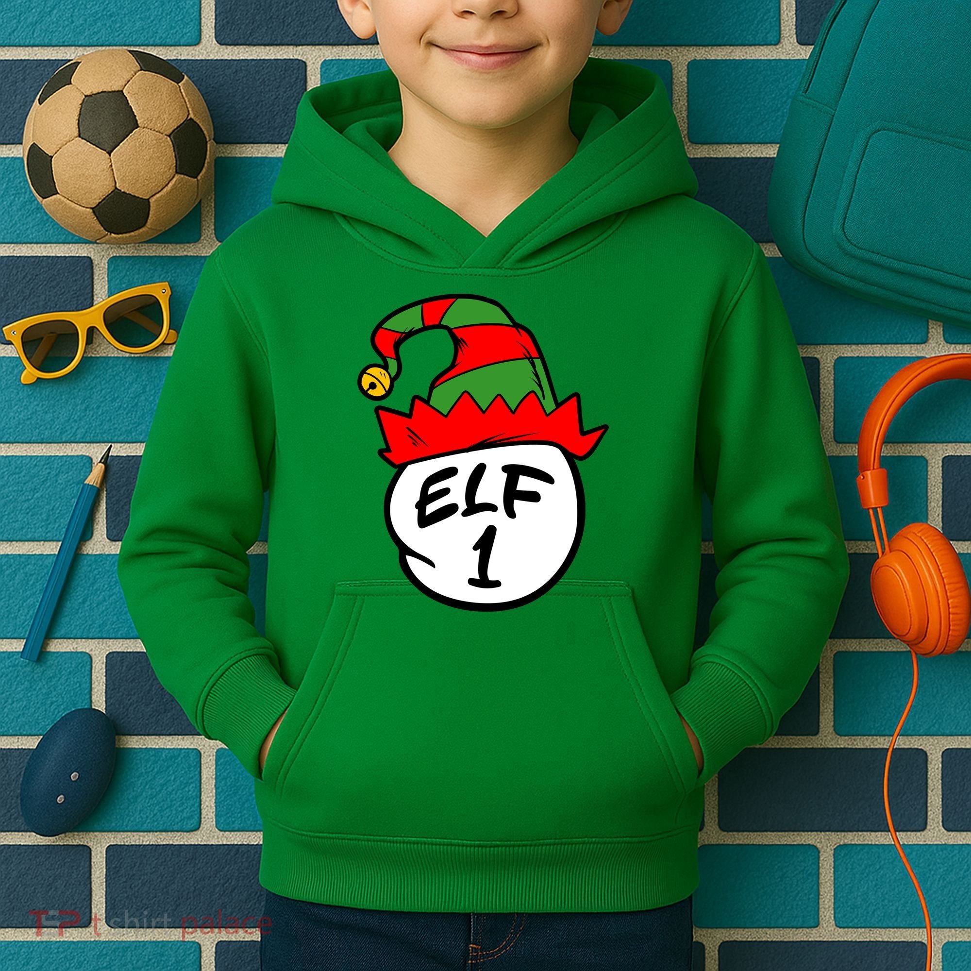 Matching Family Group Elf Hat 1 Kids Hoodie