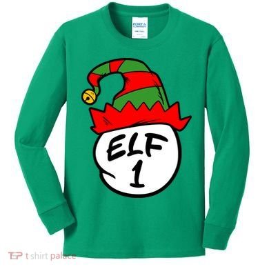 Matching Family Group Elf Hat 1 Kids Long Sleeve Shirt