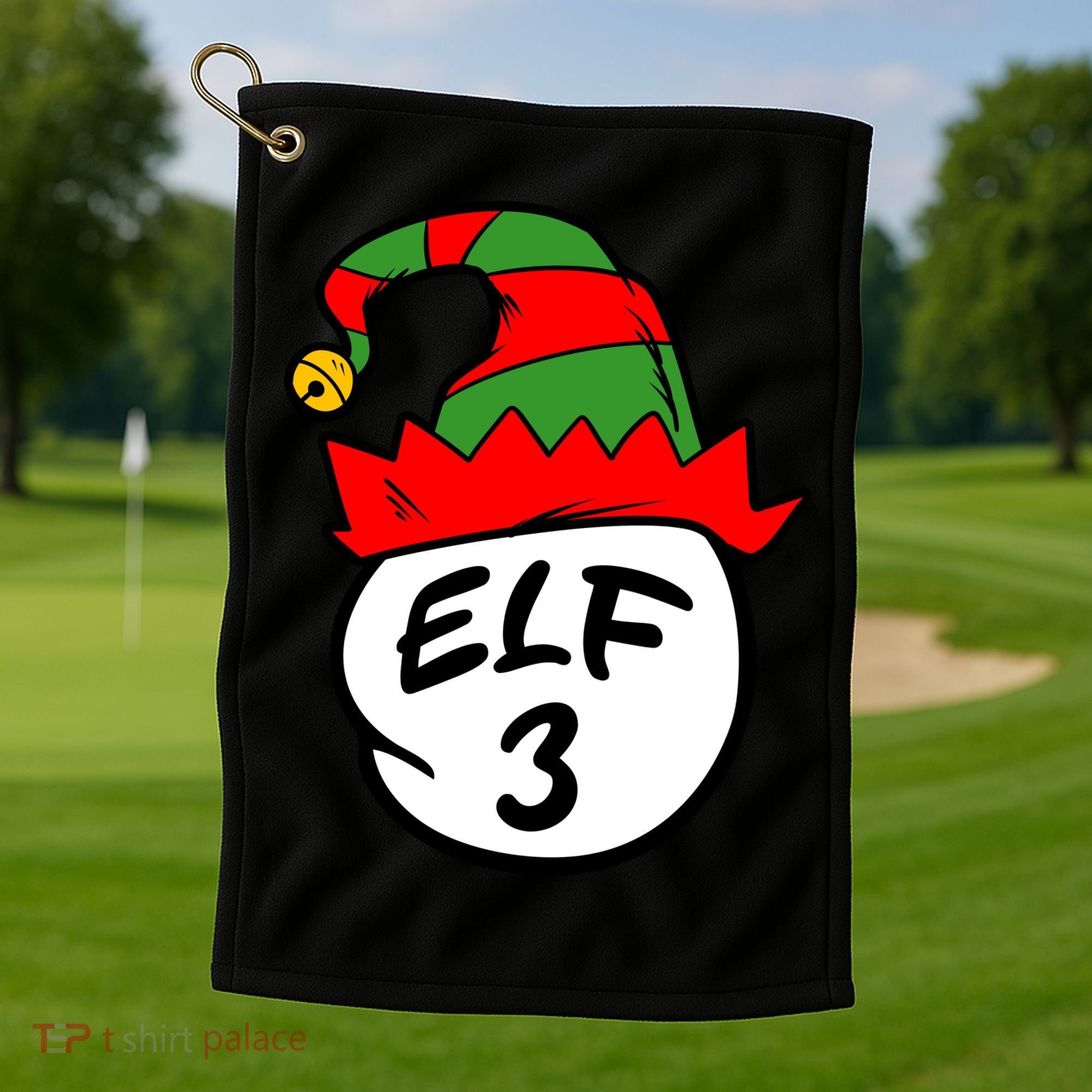 Matching Family Group Elf Hat 3 Golf Towel