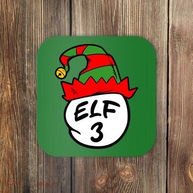 Matching Family Group Elf Hat 3 Coaster
